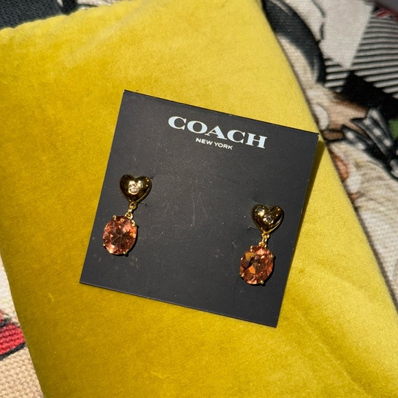 Coach Heart Stone Drop Earrings - Picture 4 of 8